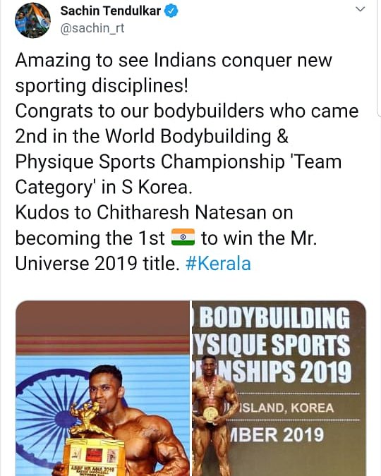 Chitharesh_Nasi's tweet photo. Thank You Sir @sachin_rt for the words of appreciation.. I'm truly overwhelmed. 🙏🙏 https://t.co/knJolykHSt