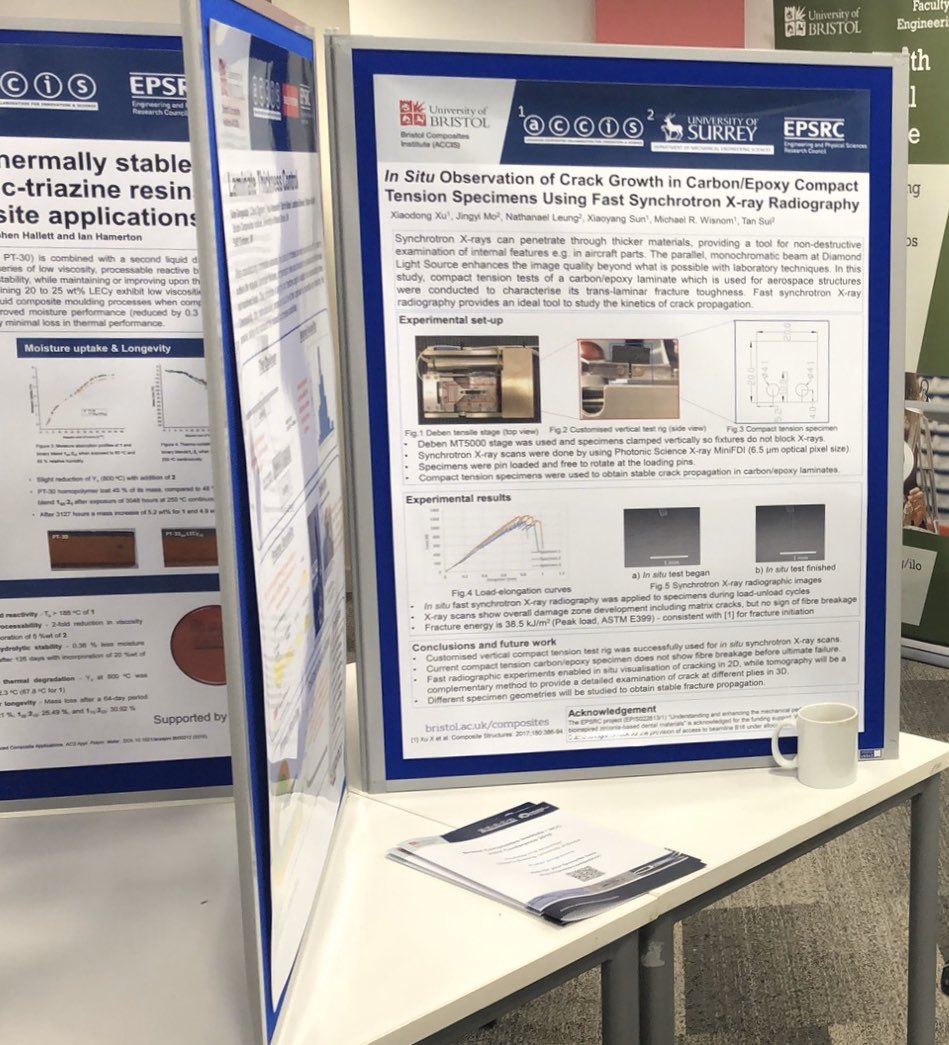 Glad to see our poster is up for The 2019 Bristol Composites Institute / NCC Joint Conference. <a href="/inkpoppy/">Jingyi Mo</a> Jingyi, Urangua, enjoy your day of conference and visit to Bristol. 😊👍