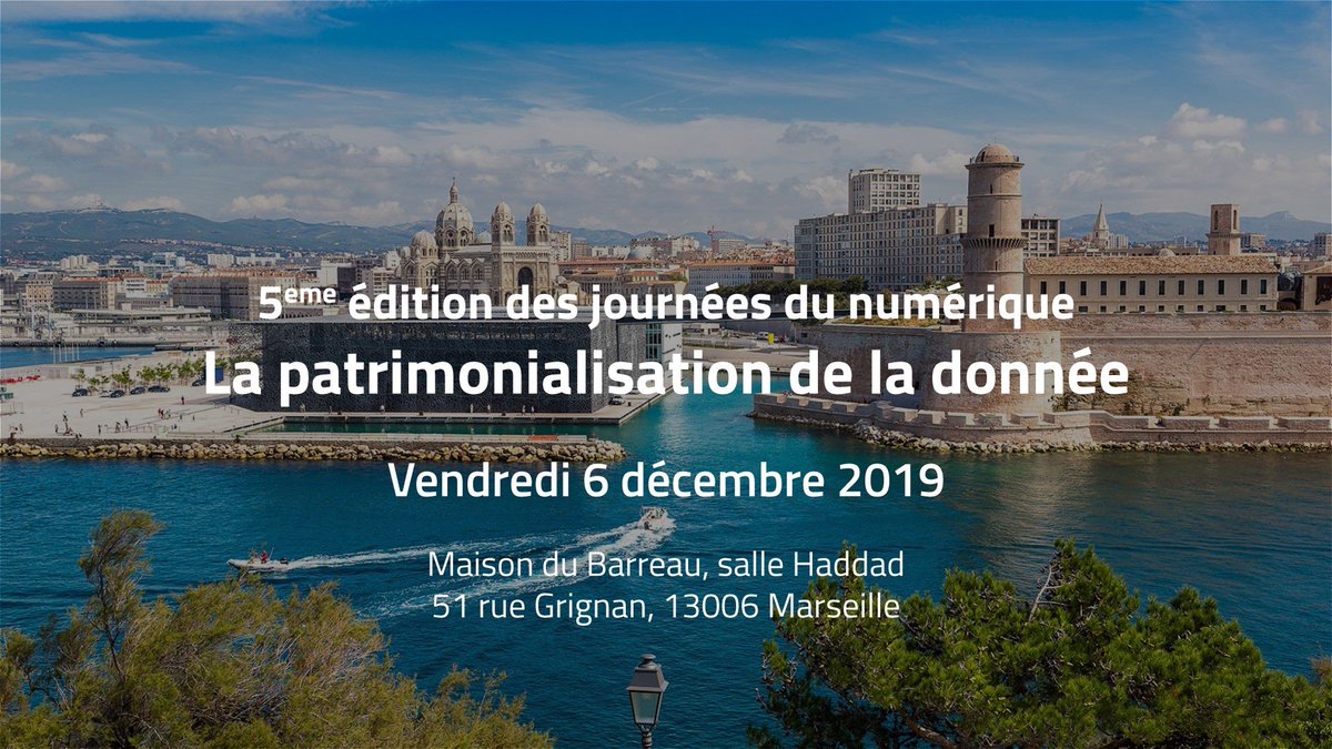 06 I 12 I 2019 
<a href="/afdit_colloques/">AFDIT</a> Sud-Est organise la 5ème édition des journées du numérique dont le thème cette année est : LA PATRIMONIALISATION DE LA DONNÉE.

Programme &amp; inscription : cutt.ly/geHbcZW