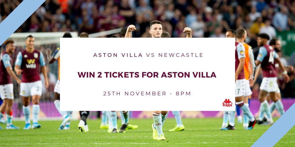Win 2 tickets for this weekend's fixture vs Newcastle🔝
<a href="/AVFCOfficial/">Aston Villa</a> fans, share &amp; like and be in with a chance to win the comp🏆

And because we missed the <a href="/premierleague/">Premier League</a> during the international break, 2 winners will leave with 2 places each!⚡️

#PL #AstonVilla #KappaContest