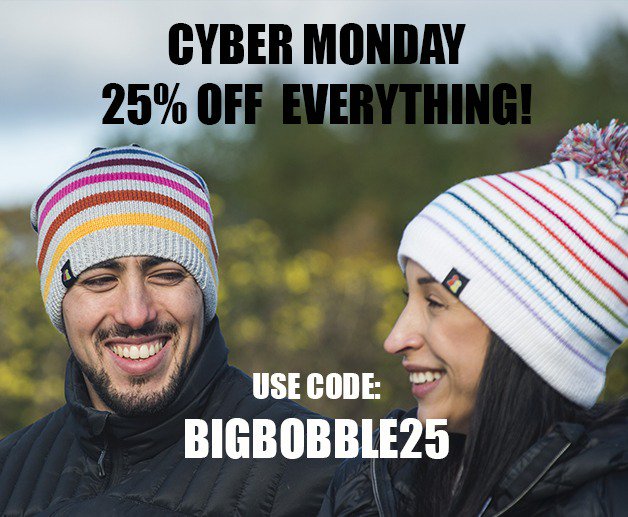 Big Bobble Hats on Twitter "It's Cyber Monday! Get 25 off EVERYTHING with code BIGBOBBLE25