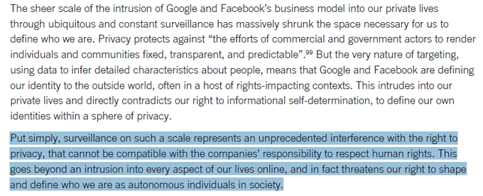 "People are forced into making a Faustian pact. Opt in to pervasive tracking & profiling, where your data can be weaponized & used to influence you. Or opt out & forego the benefits of the modern world.This is NOT a legitimate choice. It's an assault on privacy."  @TanyaOCarroll