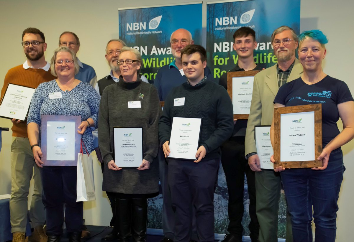 NBNTrust's tweet photo. Congratulations to the winners and runners-up of the 2019 NBN Awards for Wildlife Recording! #NBNawards19
Celebrating their outstanding contributions to #WildlifeRecording and #DataSharing, which helps to improve our understanding of the UK’s #biodiversity https://t.co/5hnaqEB7cS https://t.co/FopG6Vtpca