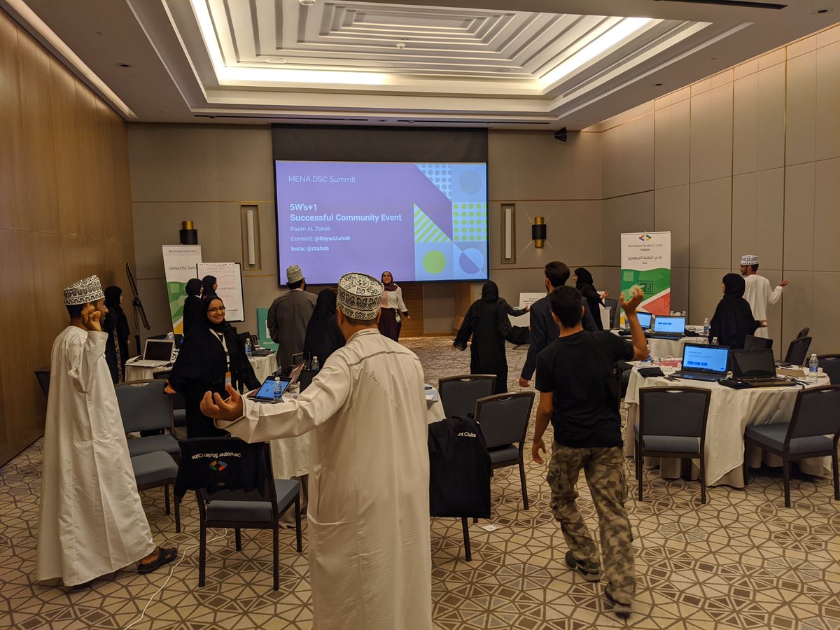 abid_salim's tweet photo. "Splash, Split" and more of engaging energizer activities are needed between the sessions in Oman #MENADSCSummit for the #DSC leads to clear their minds and motivate them to stay focused 😀

@RayanZahab  @googlestudents  @googledevs https://t.co/Tgm93LuUaZ