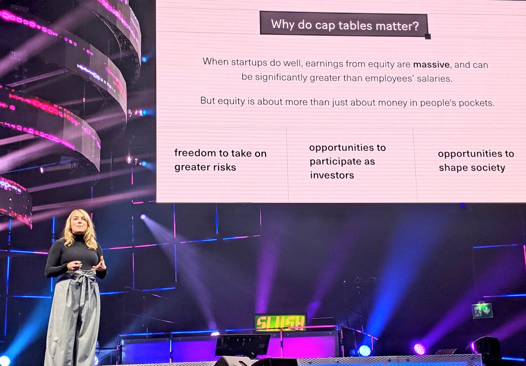 jrochelle's tweet photo. Incredible presentation and data from @aunder - at #Slush19 - showing a clear gap in startup company equity between men and women. The cap table becomes "The Gap Table"
#angels @HashtagAngels #VC https://t.co/9wvjUhKCNu