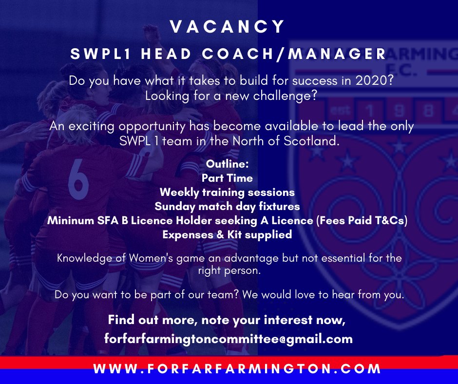 Farmington_FC's tweet image. VACANCY | SWPL 1

Interested? Contact us for further details... forfarfarmington.com/contact-us/ or email Forfarfarmingtoncommittee@gmail.com
