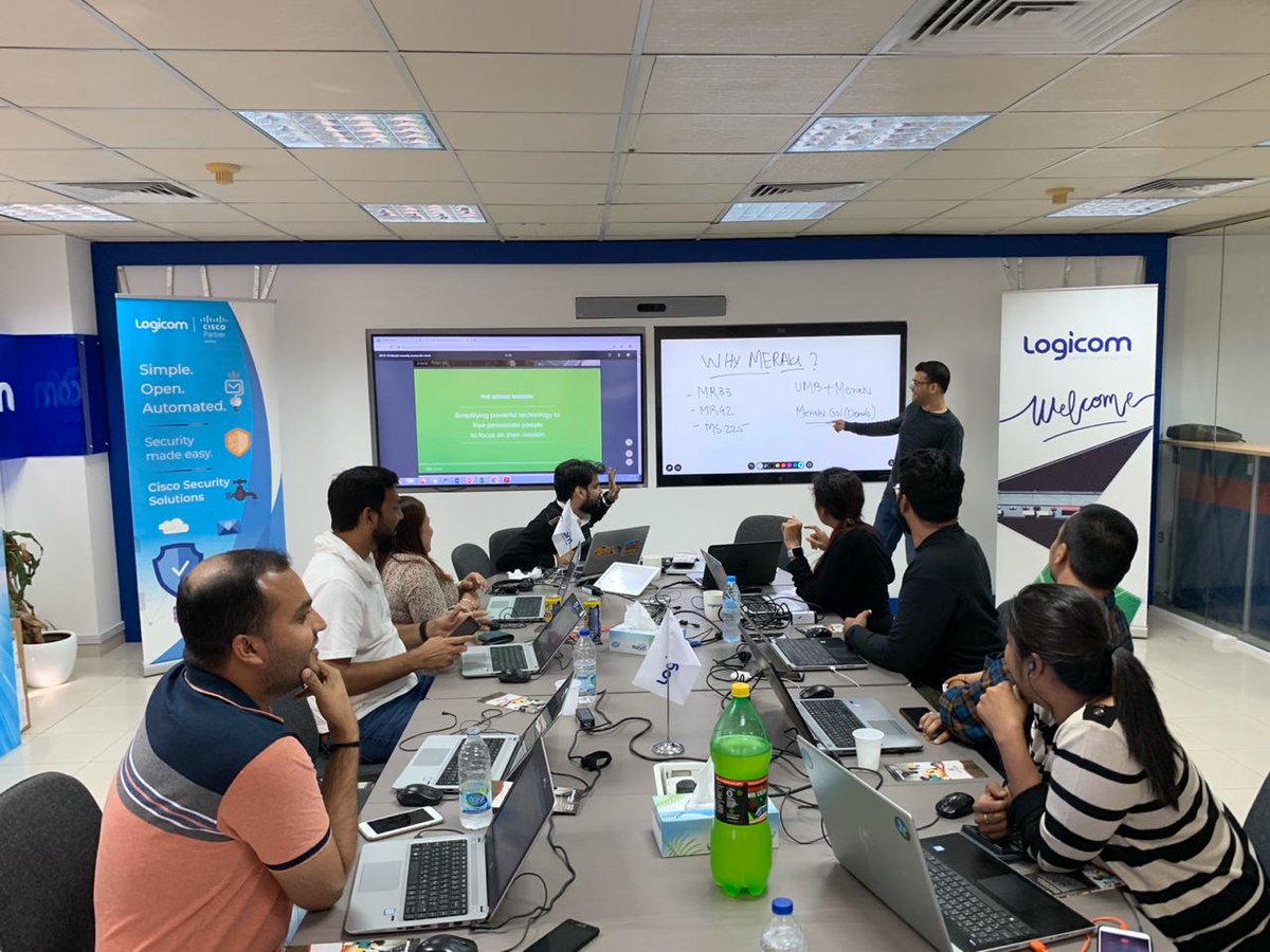 KatrinaPitogo's tweet image. #SneakPeek to today's @LogicomDisti @Cisco UAE Team's Internal Session at #LogicomDemoCafe. The discussion was focused on @meraki - which offers a simple, full-stack IT solution that will help our valued partners stay competitive in the market, drive ongoing business success.