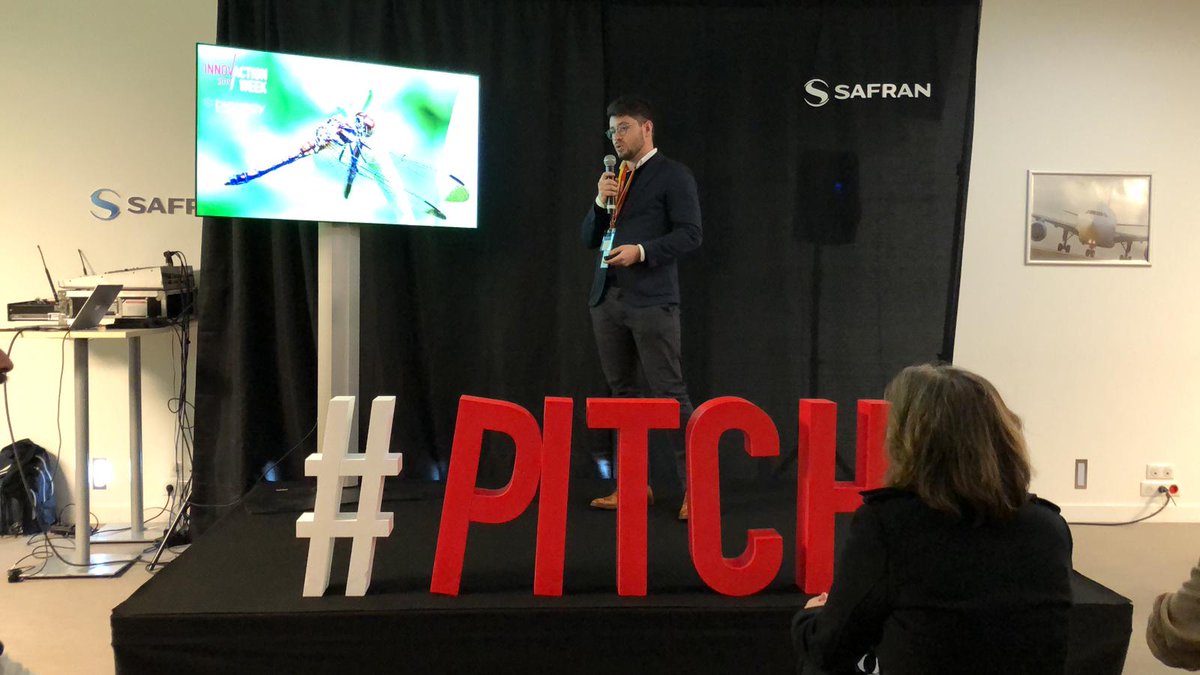 VictorJPMar's tweet photo. #Pitch de @bioxegy lors de l'#InnovActionWeek @SafranLandingS | "Le biomimétisme pour penser l'innovation du futur" ➡️ Votre concept est juste génial ! 👏 #Safran #innovation https://t.co/hxdjeLIxnV
