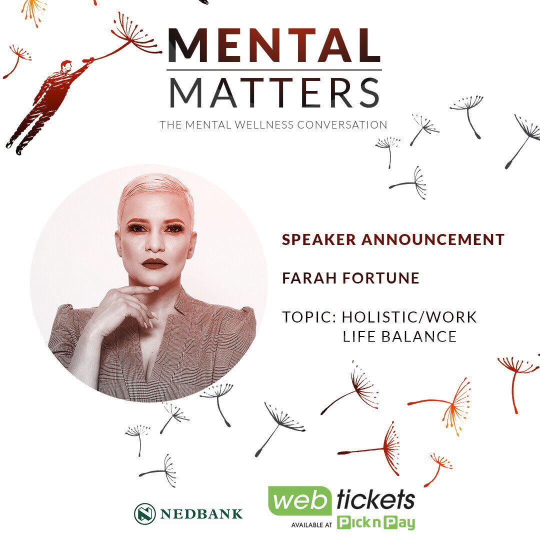 It’s time to take our #MentalMatters a lot more seriously by improving our all round wellness.

Tickets to attend the Mental Matters conversation on Saturday are still available from Webtickets and PickNPay