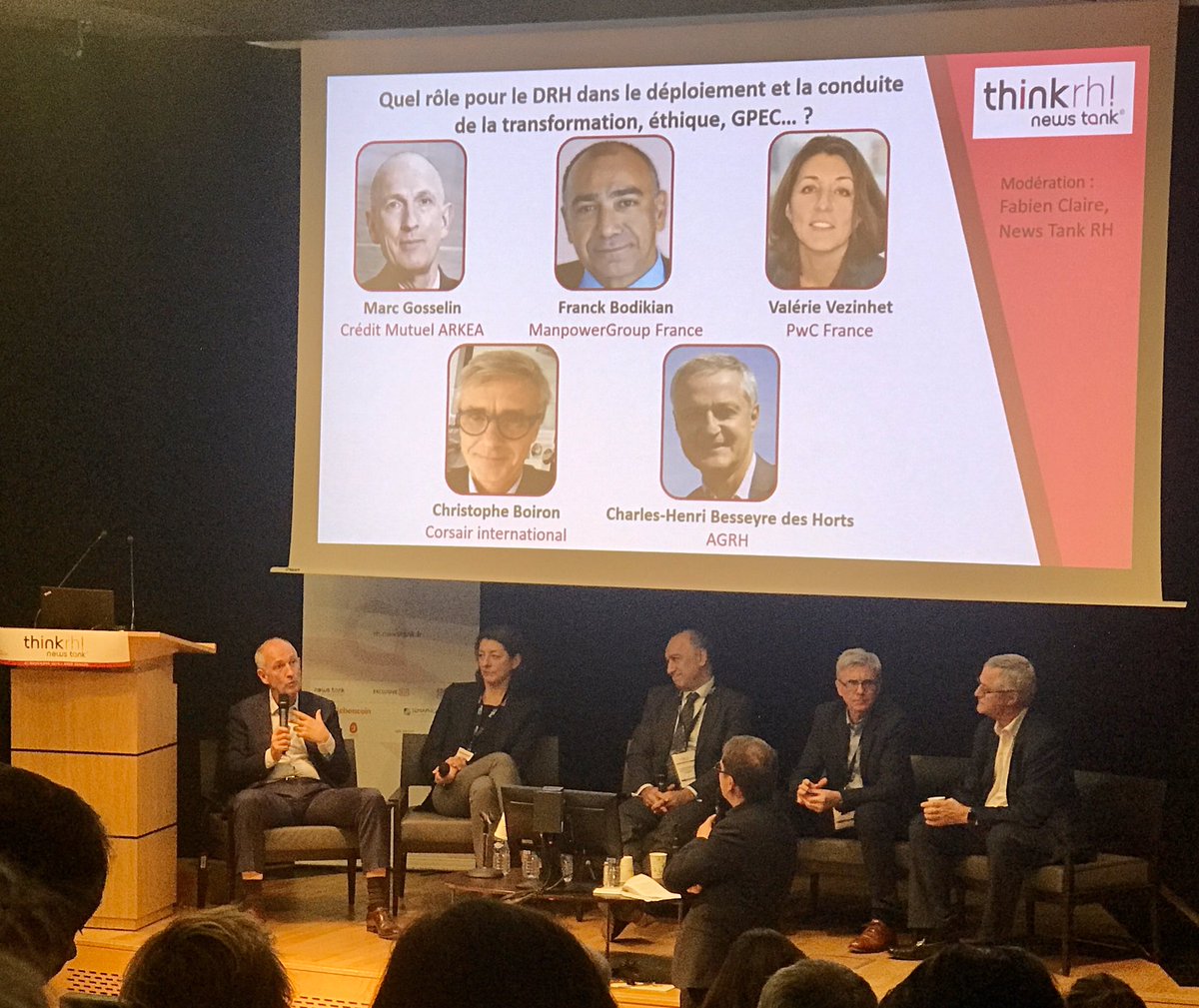 MarcGuiraud's tweet photo. Quel rôle pour le #DRH dans la transformation éthique ? Passionnant débat à #ThinkRH #ThinkRH19 @NewsTankRH @ESCPeurope animé par @Fabienclaire avec @ManpowerGroupFR @cmarkea @CorsairFr @chbesseyre @AssoGRH @valerievezinhet @PwC_France https://t.co/KN2F4fuGD3