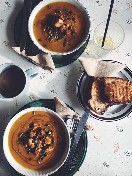 We love having our residency at @TromsocafeE7 in Forest Gate, Hedvig &amp; Lorna are so lovely to work with and we absolutely love their food!  This week's re-stock and Julemarket planning lunch involved delicious pumpkin soup and cheddar + gruyere toastie #SmallBusiness