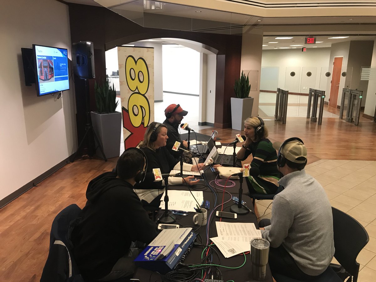 together_cu's tweet photo. Our good friends from @Y98 are broadcasting live from our Lynch branch by the @abinbev brewery until 10am! Thanks, @timconvy @Y98Lance @Y98Jen @courtneyy98 @kevintheintern, for coming out! #stlouis #cuinthecommunity https://t.co/V03eTtnATL