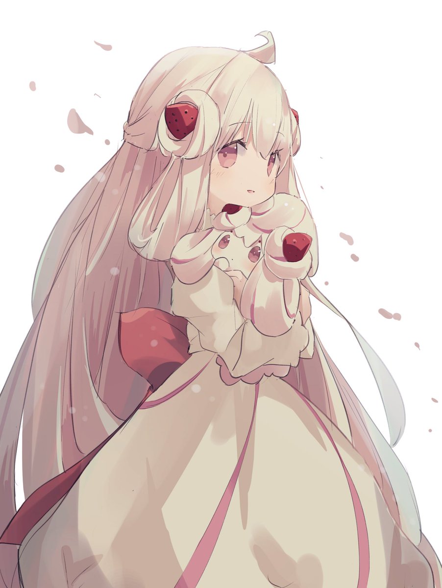pokemon (creature) 1girl long hair dress holding pokemon white background very long hair  illustration images