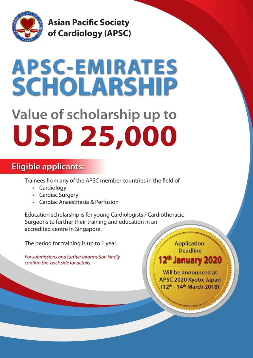 APSC-Emirates Scholarship
US$ 25,000
Deadline: 12th January 2020 
#APSC #scholarship #research