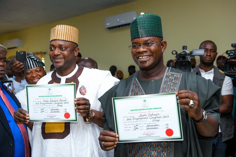 iStandWithGYB's tweet photo. Kogi State Governor, His Excellency Yahaya Bello Has Recieved His Certificate of Return as Governor-elect, Kogi State. 

Governor Bello defeated his closest rival, Musa Wada after polling a total of 406,222 votes against 189,704 votes polled by Wada. https://t.co/biUamDJa14