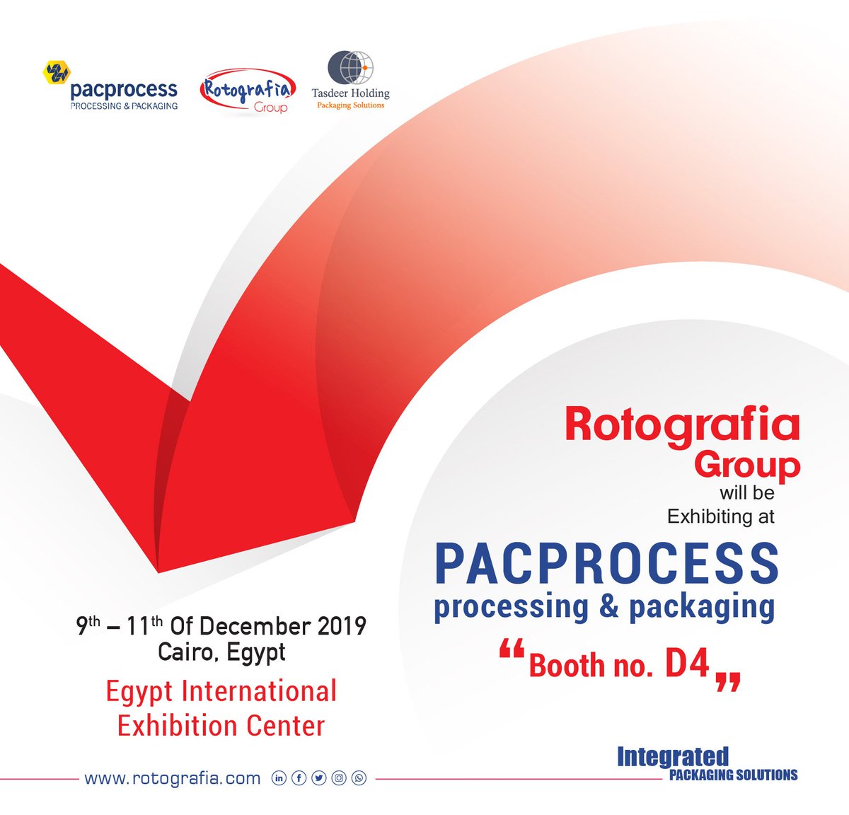 TasdeerH's tweet photo. Meet our members Rotografia Group at Pacprocess Middle East Africa 2019 at Egypt 
From 9 to 11 December 2019 - Booth no. D4
We would be delighted to meet you there
#packaging  #export #latest_events #egypt #this_is_egypt #invest_in_egypt #trade #Pacprocess #middle_east #africa https://t.co/fLijI262pQ