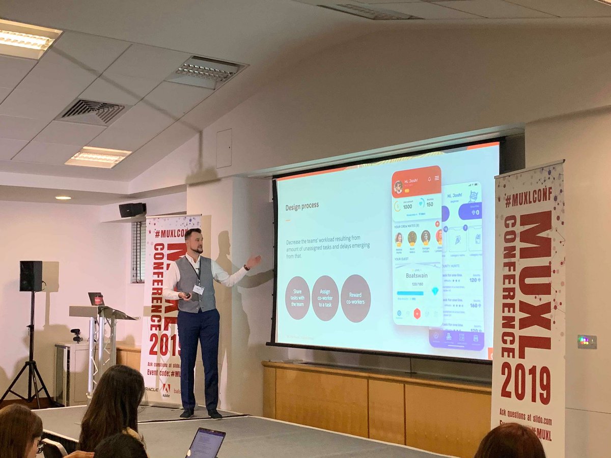 OracleConsult's tweet photo. Our Senior Experience Designer Michał Dorosz shares an insightful keynote speech on gamification at the @mobileUXLondon Conference 2019! #GameOn #LevelUpUX #oracleconsulting #MUXLConf #OCDX https://t.co/no5uDobgXW