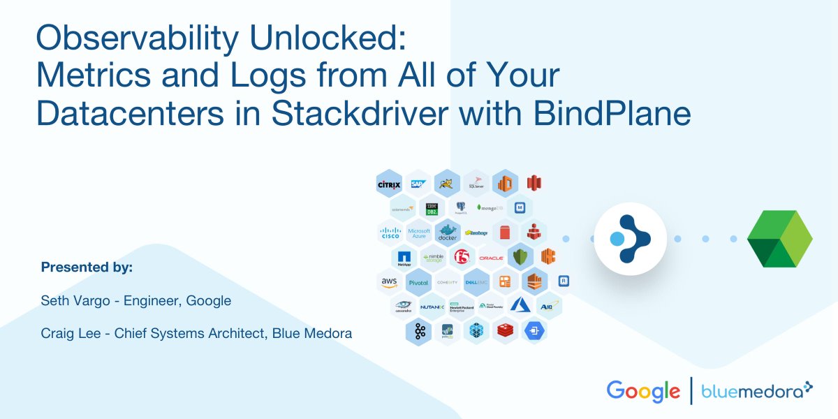 sethvargo's tweet image. Don't forget - the live webinar on hybrid monitoring with @bluemedora's #BindPlane and @GCPcloud #Stackdriver is TOMORROW. You should register now - there will be live demos :)
brighttalk.com/webcast/15241/…