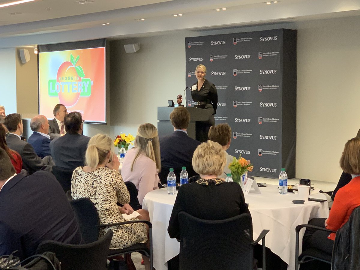 kerryterrell's tweet photo. Gretchen Corbin, President and CEO of the Georgia Lottery Corporation, is starting off #TerryThirdThursday by sharing her love for @universityofga and @TerryCollege. https://t.co/xuUbscJqGP