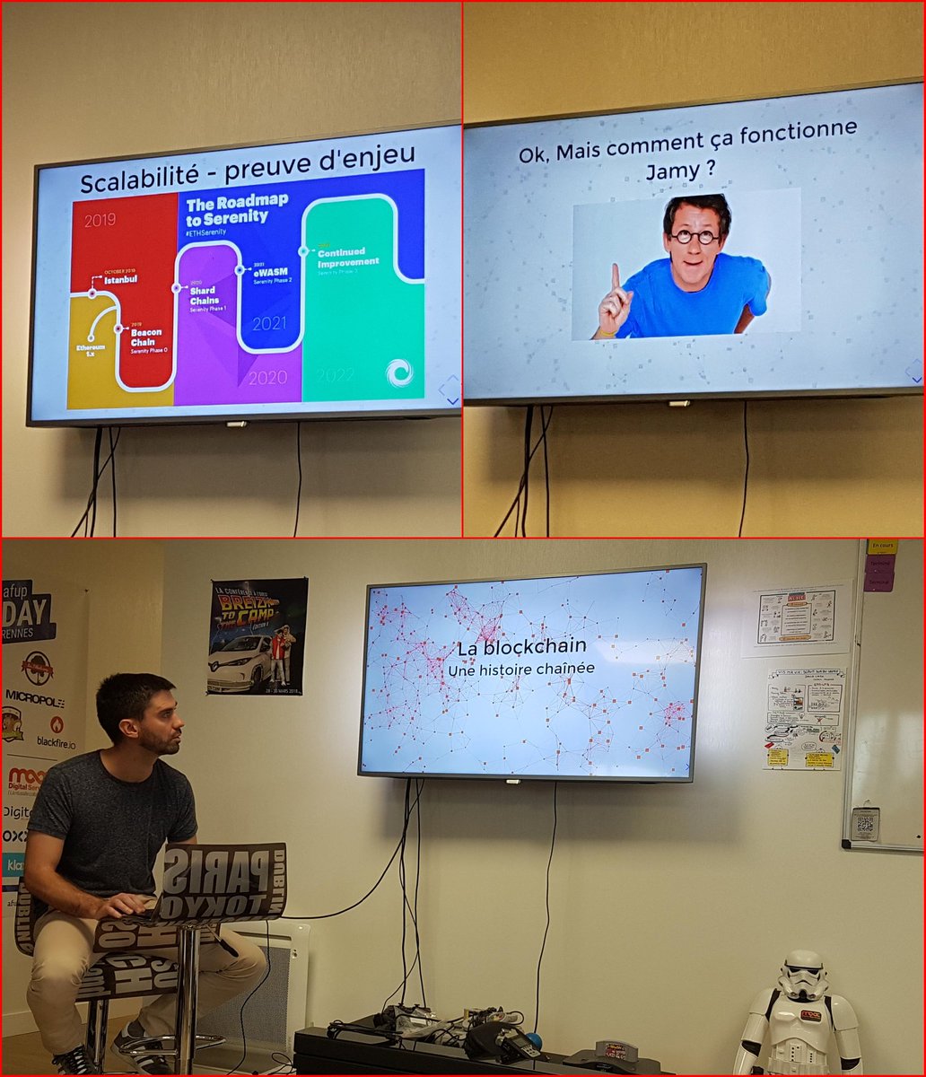 C'est un <a href="/Jeremie_Hrl/">Jérémie Hrl</a> à bloc et déterminé qui nous parlé de blocks et d'Ether minés, merci à toi !
#blockchain #ProofOfStake #hash #Ethereum #tezos #dejTech #maxSessions #rennes