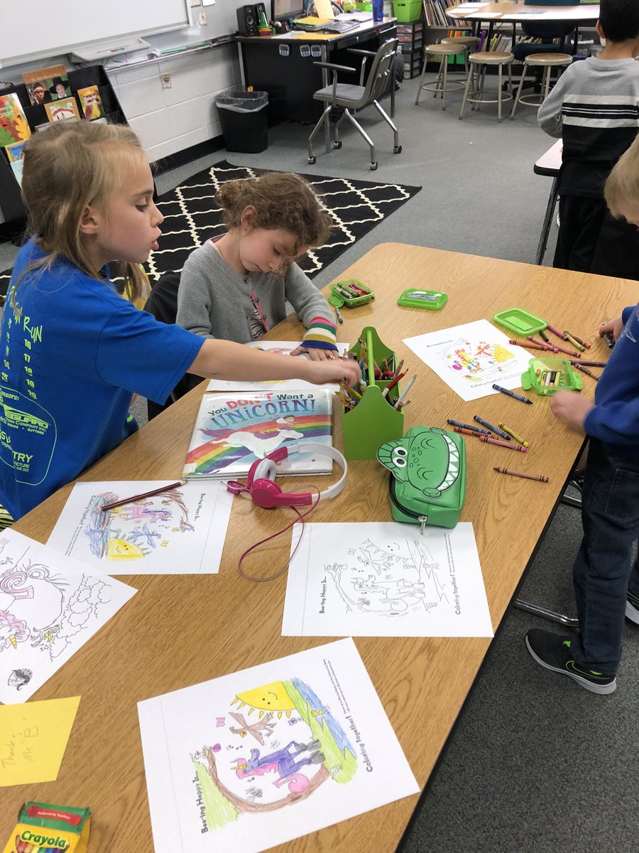 KendallMacek's tweet photo. We are ready for our author visit! We had fun “bee-ing” happy by coloring with friends and making some welcome decorations. #futuready204 https://t.co/XaTW9ut2WQ