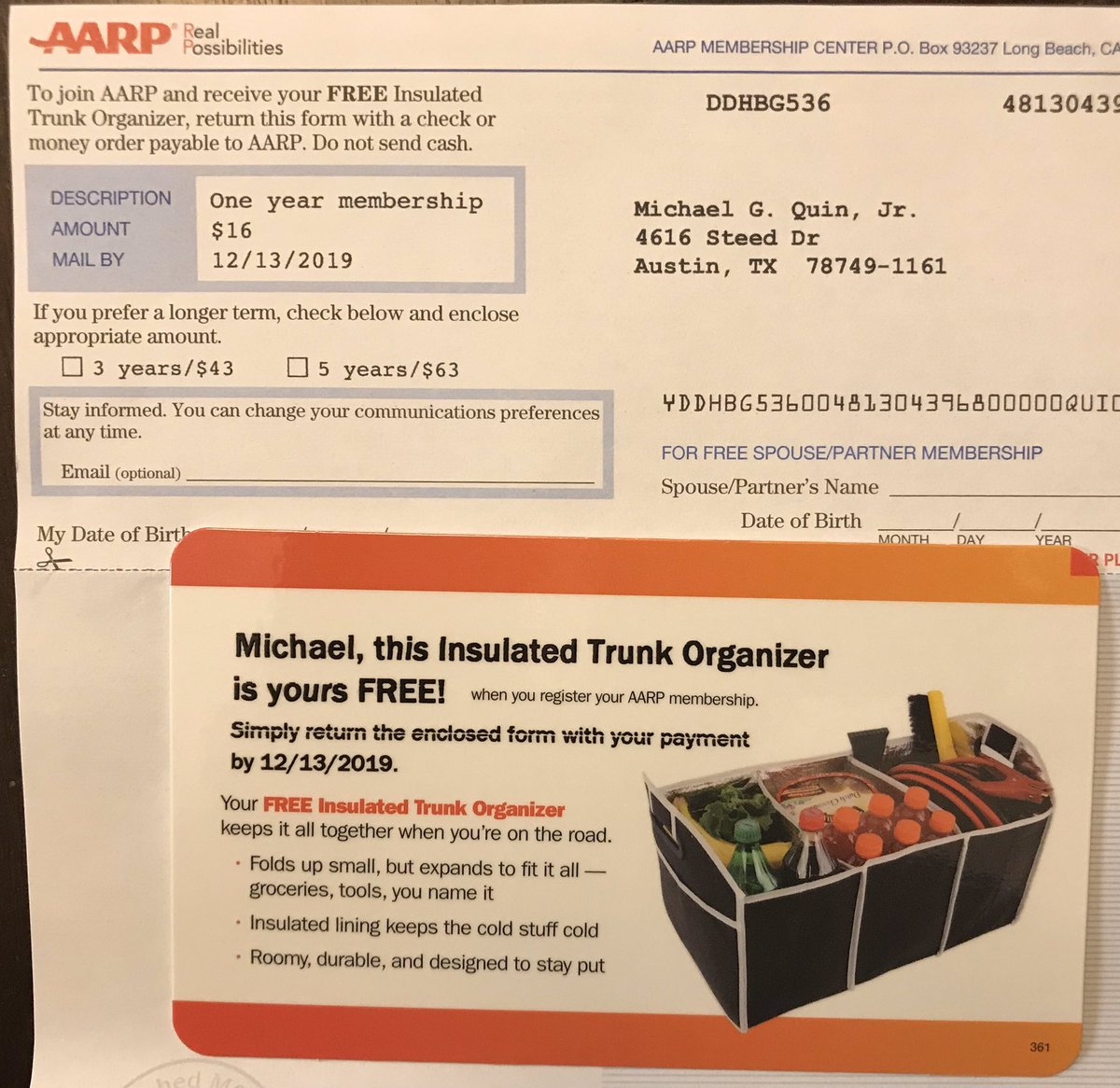 Aarp Membership Free Trunk Organizer