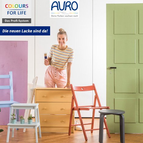 Die neuen Lacke sind da! Zum ersten Mal und in bester Qualität zeigen wir das neue Lack-System COLOURS FOR LIFE mit drei neuen Produkten: Den COLOURS-FOR-LIFE-Lack mit fast 800 Wunschfarbtönen und den Weiß- und Klarlack in matter Variante. #AURO #Lack #Ökologisch #renovieren #DIY