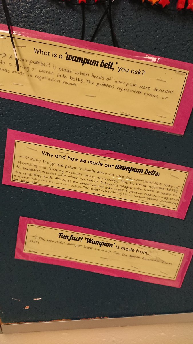 #wampumbelts created by Ms.Ernests class at <a href="/madelinesymonds/">Madeline Symonds MS</a> <a href="/HRCE_NS/">Halifax Regional Centre for Education</a>. Lovely representation and cultural arts piece.

#culturalart #indigenousculture