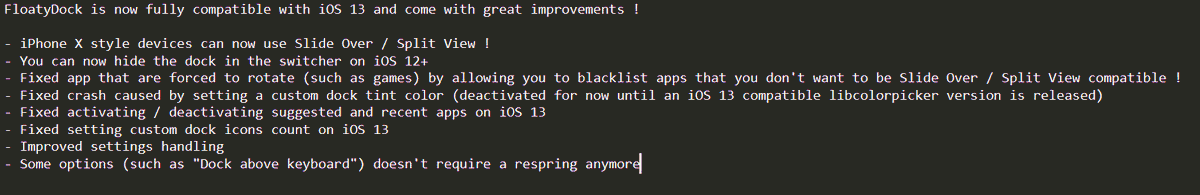 SynnyG_R's tweet photo. #FloatyDock 2.0 has been sent to BigBoss. Changelog below. 
I hope you'll like it as much as I do :)
This update is obviously free but if you want to support my work you can donate through the settings.
Enjoy ! https://t.co/xf6psUWpIt