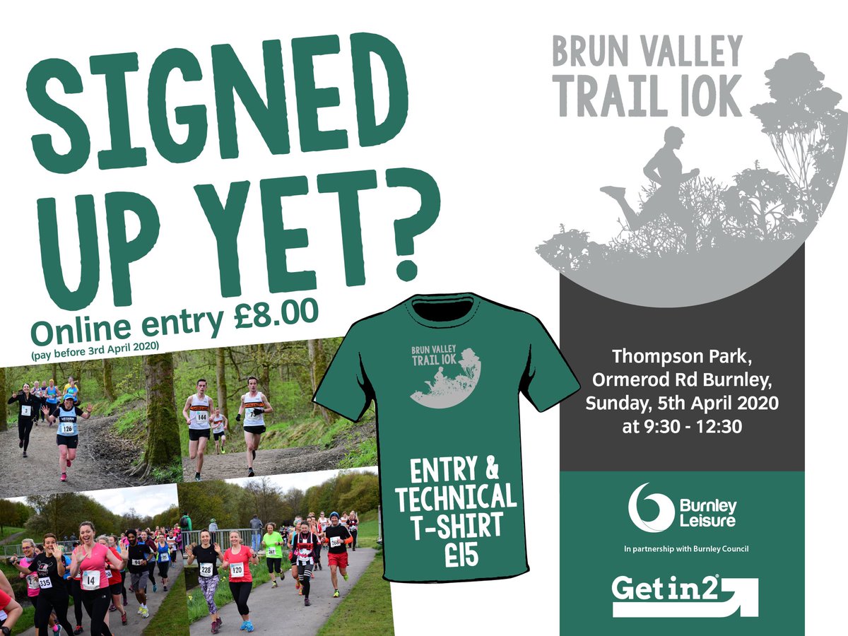 Don’t miss out on <a href="/BurnleyLeisure/">Burnley Leisure & Culture</a> Brun Valley trail 10k sponsored by @PhysiofusionLtd . This event has sold out in both its previous years so don’t miss out .