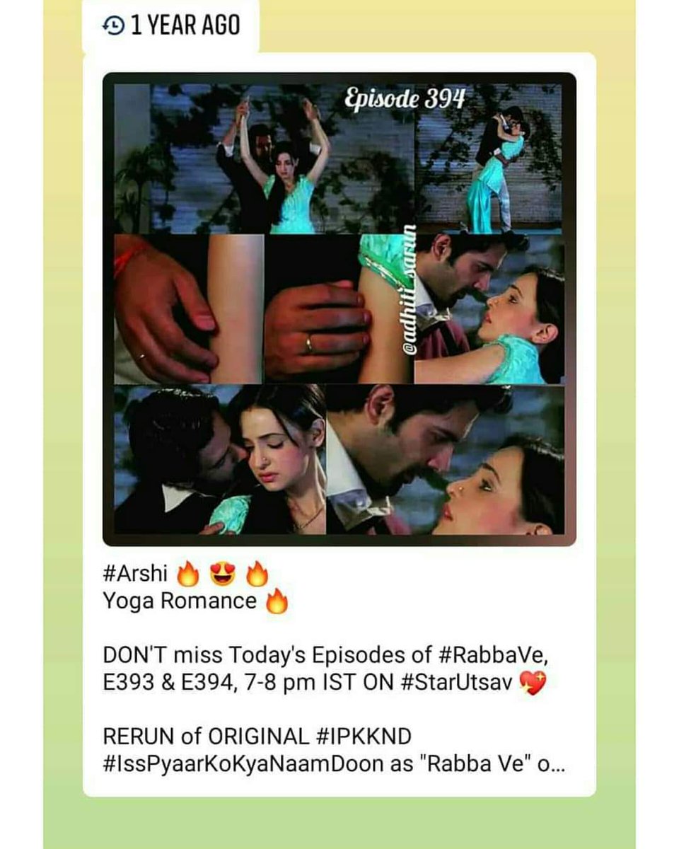 adhiti_sarun's tweet photo. #ONTHISDATE~#MEMORIES From 1 Year Ago (21st November, 2018), When #E393 &amp; #E394 Of #RabbaVe Aired On #StarUtsav @StarUtsavTweets💝

#RabbaVeOnStarUtsav🎉🎊💖

#Sarun @BarunSobtiSays
#BarunSobti #SanayaIrani
#IssPyaarKoKyaNaamDoon #IPKKND #RERUN #IPKKNDEkJashn
#arshi #IPKKNDrewind https://t.co/ArXDPBMQVq
