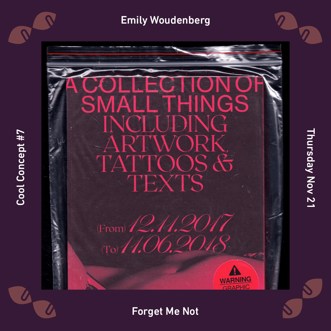 Tonight! Hear the story behind Emily Woudenberg's zine Forget Me Not at #CoolConceptTO. Art can be a powerful tool for processing things that happen to us, so we can move on. Of course, burning it all is an option too... come out to see what I mean. 🔥 bit.ly/CoolConcept7