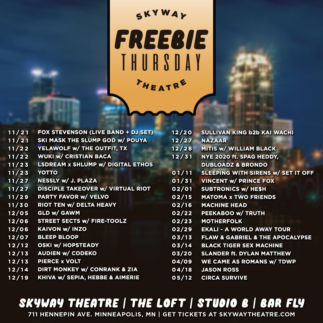 SkywayTheatre's tweet image. 🌃 FREEBIE THURSDAY 🌃
WIN a PAIR of tickets to a show! Follow us, retweet, pick a show &amp;amp; tag a friend!