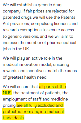 … On protecting “all parts of the NHS” from trade deals — generally that can apply where there is no private sector participation.Otherwise, the UK will be subject, at least, to its commitments in the WTO on public procurement and services … https://labour.org.uk/manifesto/ 7/n