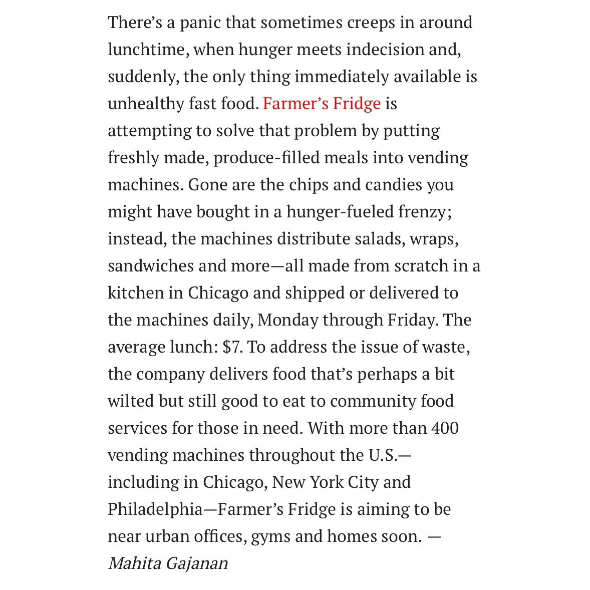Thank you @TIME for recognizing Farmer’s Fridge as a Best Invention 2019!! So honored to be included among these groundbreaking innovators. time.com/collection/bes…    #TIME100 #TIMEBestInventions
