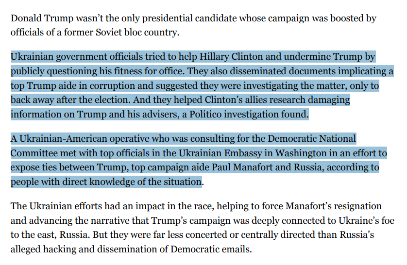 Politico, Jan. 11, 2017: "Ukrainian efforts to sabotage Trump backfire”