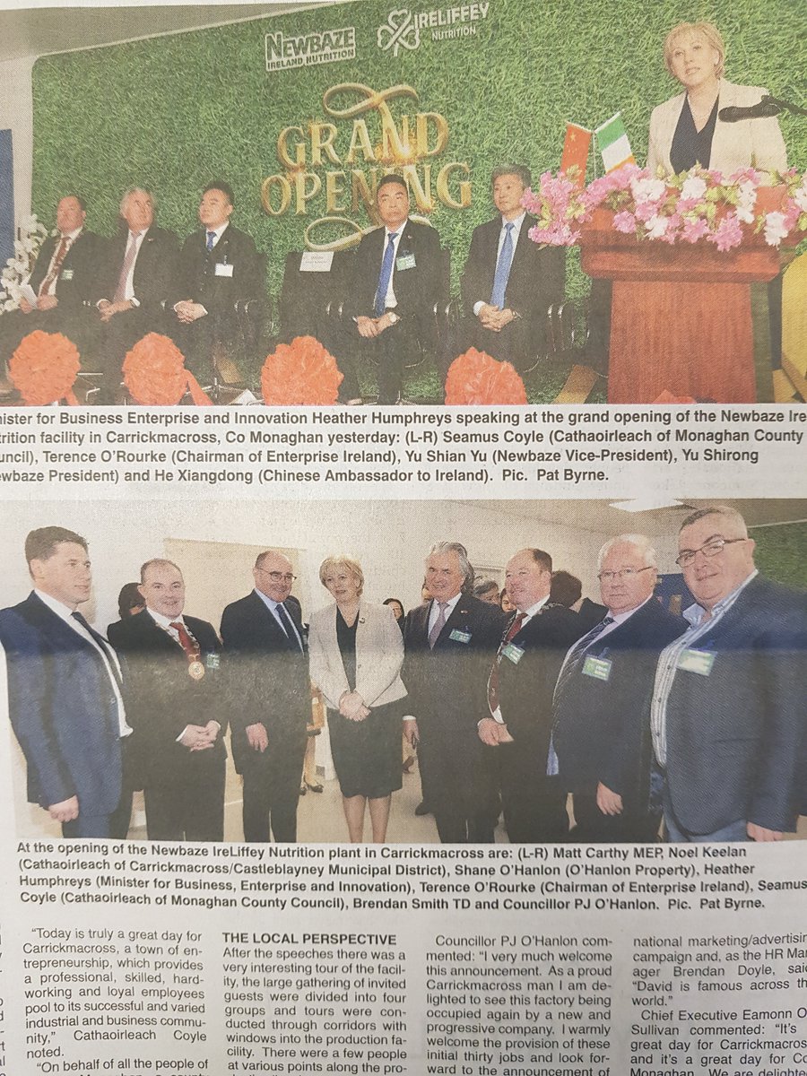 Welcome to Newbaze Ireland Nutrition/Ireliffey Nutrition Plant in Carrickmacross. Great sale to a great company.