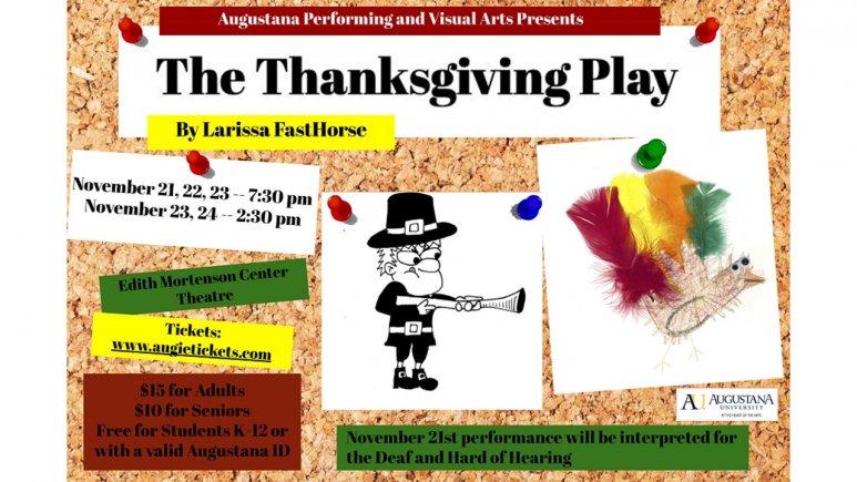 Good intentions collide with absurd assumptions in Larissa FastHorse's wickedly funny satire, “The Thanksgiving Play," Nov. 21-24 in the Edith Mortenson Center Theatre. Tickets are available at augietickets.com. @AugiePVA

Order your tickets today! bit.ly/33GbuOF