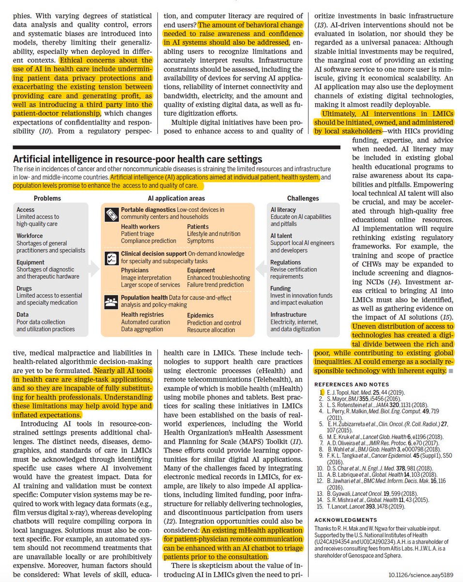 Can #AI be used to reduce health inequalities and promote global health?
Yes, say Ahmed Hosny and <a href="/hugo_aerts/">Hugo Aerts</a> 
 <a href="/BrighamWomens/">Brigham and Women's Hospital</a> @sciencemagazine  
3  major ways + many shrewd insights
science.sciencemag.org/content/366/64…
w/ <a href="/ScienceVisuals/">Science Visuals</a>