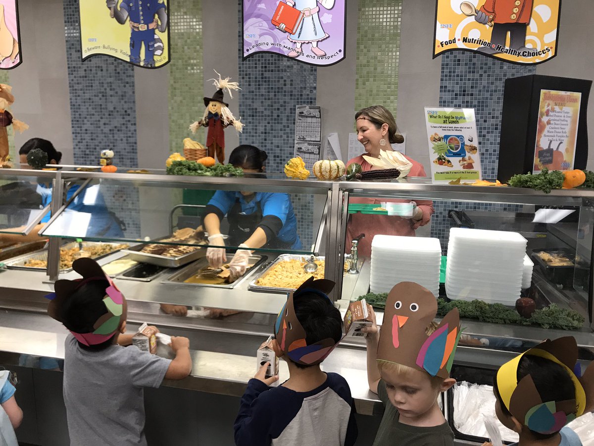 We are #thankful for our Nutrition Services team for making delicious #thanksgiving lunches - and it’s quite the event every year. Even additional staff members volunteered in the cafeteria to help serve students &amp; families! Share your photos with us using #GISDthanksgiving 🦃