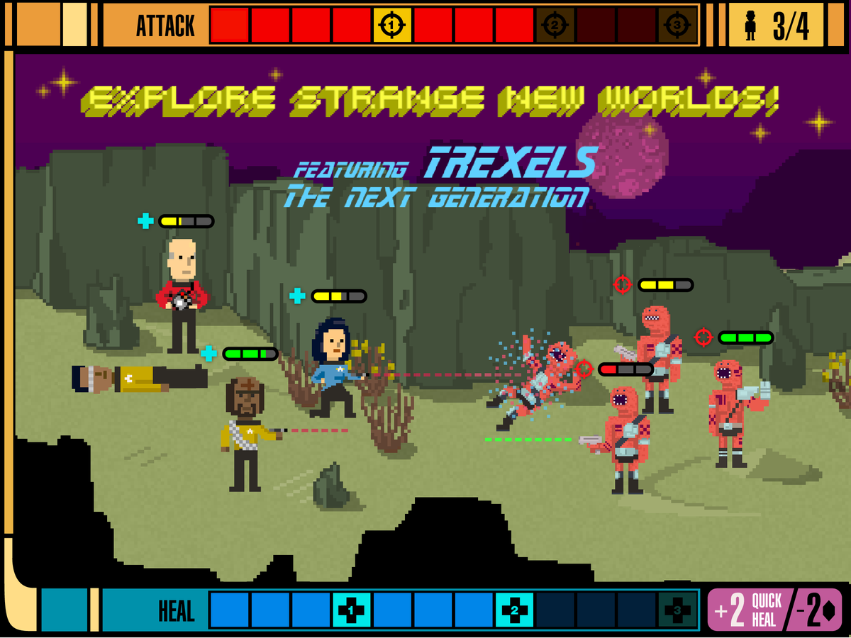 TodayinStarTrek's tweet photo. 21 November 2015: @YesGnome releases @StarTrekTrexels for Android and iOS. Narrated by George Takei, the game is an 8-bit style micro-management game where you design and manage your ship and crew in the newly discovered Trexelian Expanse. #StarTrek #Trexels #OTD #OnThisDay https://t.co/mn84ZCCwGg