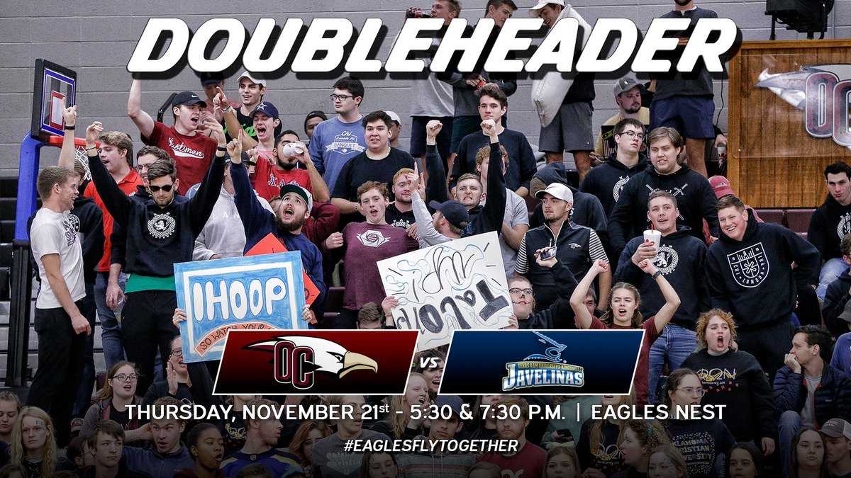 🦅 It’s an <a href="/ocladyeagles/">OC WBB</a> &amp; <a href="/OCeagleBBall/">OC Eagle Basketball</a> conference gameday 🏀 

 It's Christmas themed thanks to <a href="/FlightClub_OC/">Flight Club OC</a>!  

📍: The Nest
⏰: 5:30 &amp; 7:30 p.m.
🆚: Texas A&amp;M-Kingsville
📊: oceagles.com/sidearmstats/w… / oceagles.com/sidearmstats/m…
📺: lonestarconferencenetwork.com/oc/

#EaglesFlyTogether