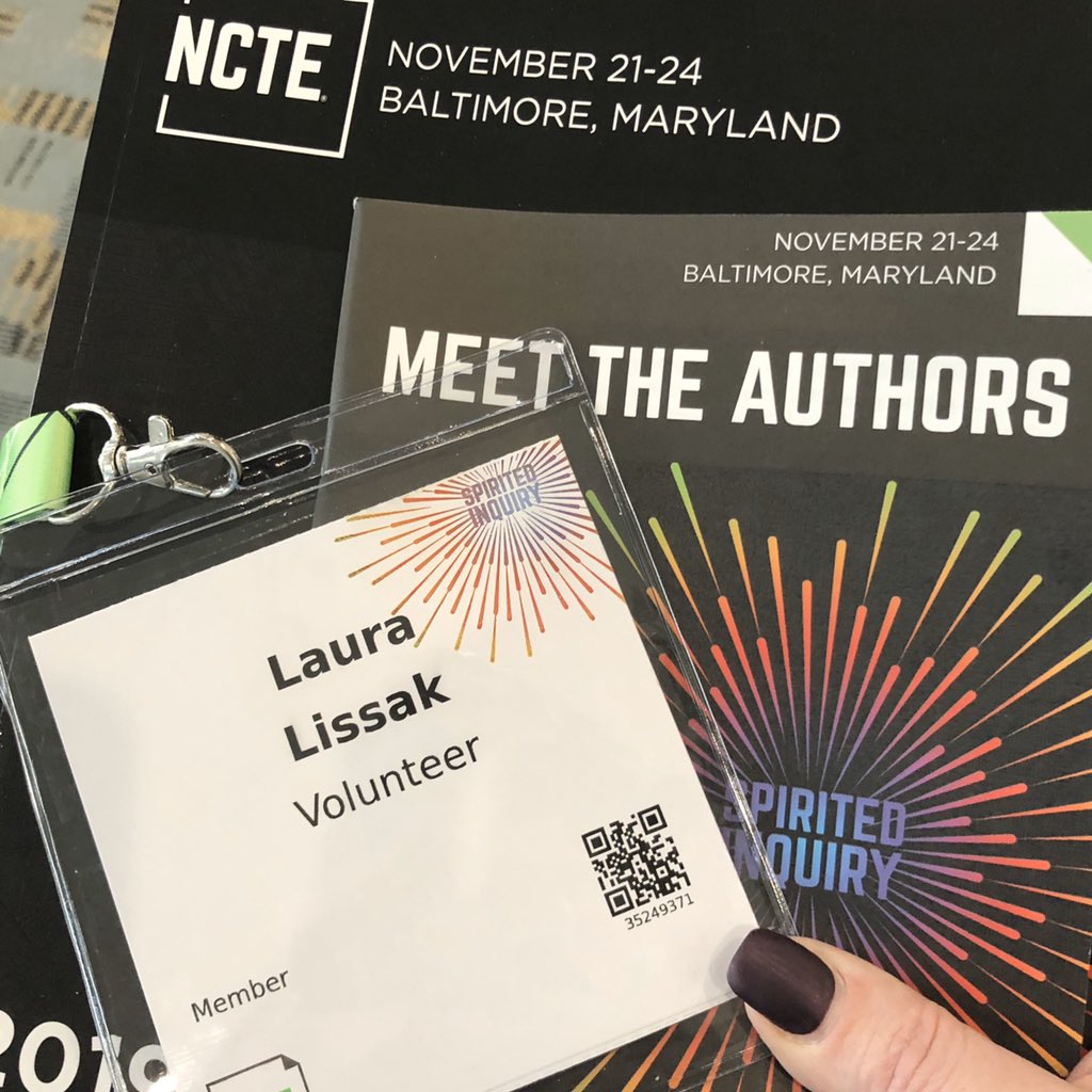 Into hour 3 volunteering at registration...come see me! #ncte