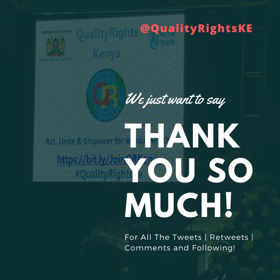 Sorry we had to dedicate today for @qualityrightske launching. The excitement to see Kenya🇰🇪 join the @WHO QualityRights campaign was irresistible!

We are grateful for every tweet, retweet, comment, like  and follow.

ICYMI, see here; bit.ly/qrkelaunch #QualityRightsKE