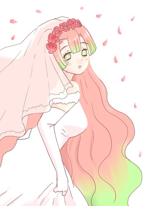 わんおさんがTwitterに投稿した甘露寺蜜璃(鬼滅の刃)のイラスト。