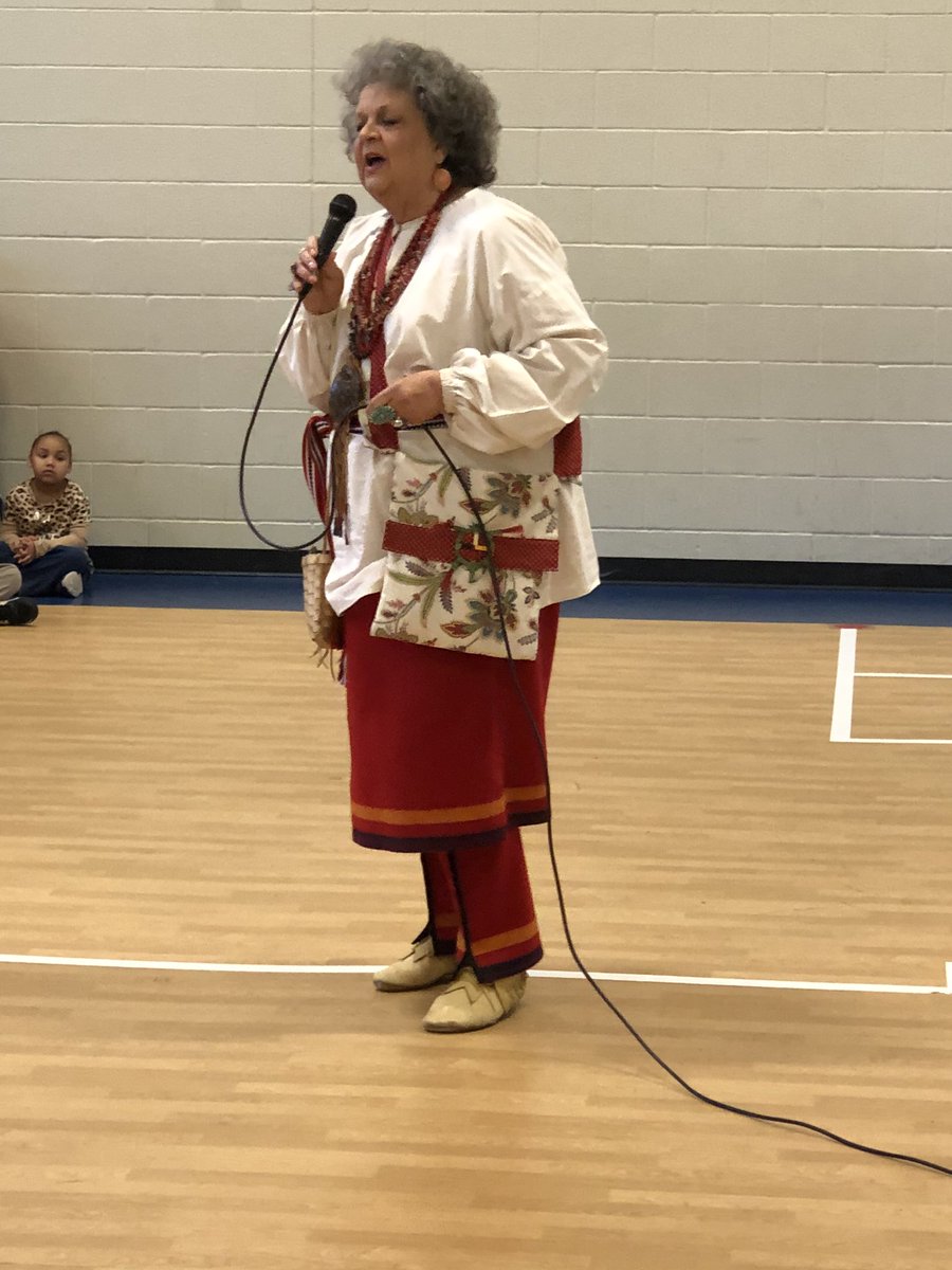 WagramWildcats's tweet photo. Happy Native American Appreciation Month! We are so thankful for Ms. Cat Littleturtle and her family who come out each year to share stories about their culture with our students. Today, we learned about their regalia and heard great stories through music and dance! https://t.co/LVDKT4KcBs