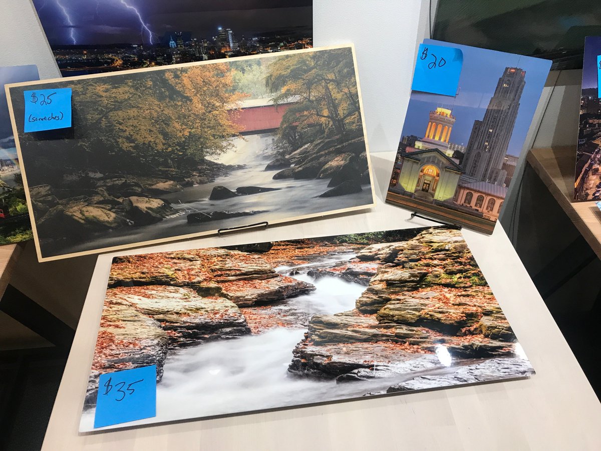 DaveDiCello's tweet photo. Handful of discount prints left.  Blue tag = priced as is, white tag = 50% off (only the white tag prints in the discount area). Would love to have these cleared out by tomorrow, so stop by the store if you're downtown. First floor of the Highmark Building, open until 6. https://t.co/4PndNqqDUt
