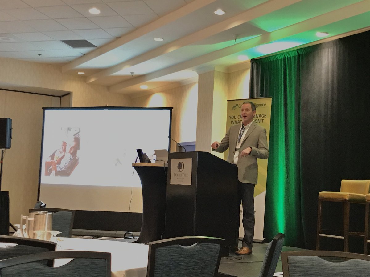 CropIntel's tweet photo. Yancy Wright from @JohnDeere is powering the day up with a presentation on innovation and dad jokes. #CropIntelSummit19 https://t.co/Vu3eaFducn