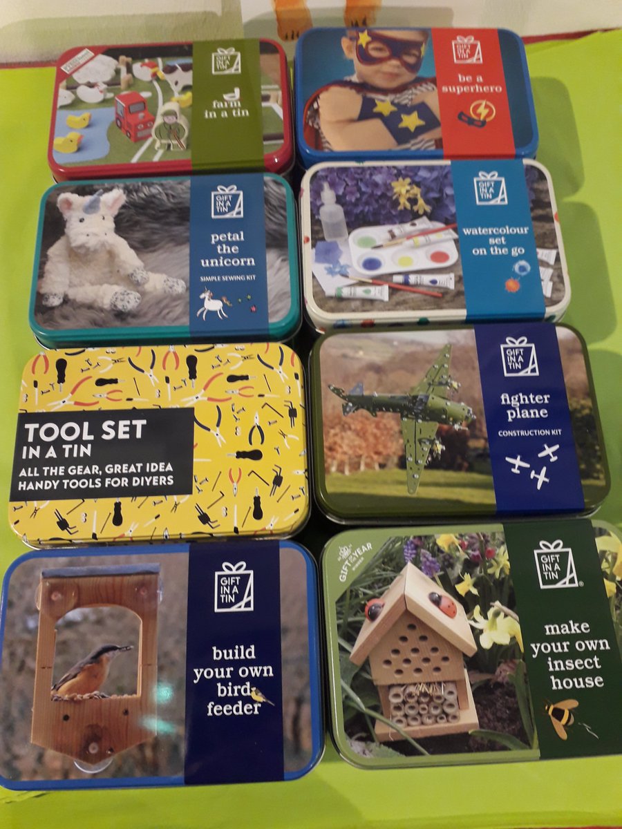Gifts in a Tin. Brilliant for all ages. Choose from 20 different tins, all in stock now.