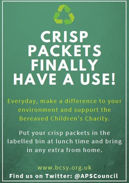 Tonight, we discussed how we can save our crisp packets to recycle and support a local charity <a href="/BCS_York/">BCSY</a> 
Please add any empty crisp packets to the labelled bin in the school entrance and after your lunch during the school day! @acombprimary <a href="/FoapAcomb/">Friends of Acomb Primary</a>